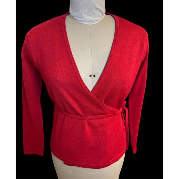 Casual Corner Ballerina Wrap Sweater Red Sz. PS Substantial Holidays - Picture 2 of 10